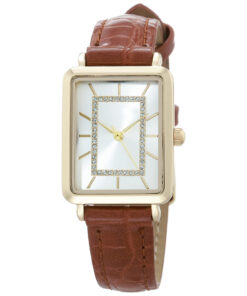 Women's Glitter Accented Croco-Grain Strap Watch