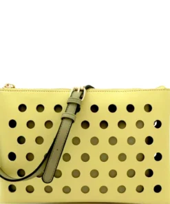 Perforated Color Block 2 in 1 Clutch Shoulder Bag Crossbody