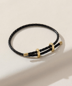 1pc School Style Solid Color Alloy Buckle Adjustable Pu Cord Bracelet For Women Diy Jewelry Making