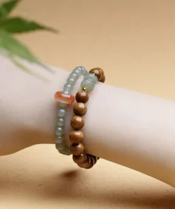 Hetian Jade Two Loop Bracelet Mix and Match with Clear Water and South Red Ice Floating Running Ring Women's Retro Elegant