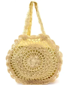 Knitted Straw Round Tote Hobo Bali Handbag
