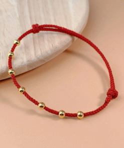 1pc Simple Style Adjustable Ladies Bracelet With 7 Golden Copper Beads