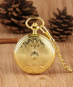 Luxury Gold Mechanical Pocket Watch Exquisite Design Hand Wind Pendant Watch Fob Pocket Chain for Men Women reloj de bolsillo