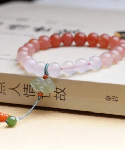 Natural Salt Source Agate Gradient Bracelet With Crimson Agate Paired Accessories For Women's Single Loop Best Friend Bracelet