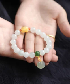 Hetian White Jade Buddha Beads Hand String For Women Elegant Pendant Adjustable Bracelets Fashion Friendship Jewelry Gifts