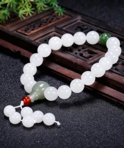 Natural Hetian White Jade Single Loop Bracelet DIY Handmade Paired With Jade Flower Pendant Accessories 10MM Bracelet Wholesale