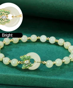 Hotan-Cadena de mano de Jade Natural para mujer, brazaletes de hebilla de seguridad de mariposa, Color agua transparente, verde lago, regalo Simple