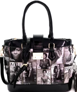 Michelle Obama Magazine Cover 3-Compartment Tote Handbag Wallet SET