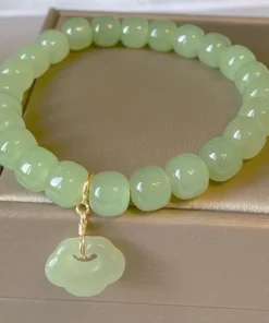 Fashion Pearl jade hand string clear water DIY Ruyi pendant Hetian Jade Temperament Bracelet Jewelry Bracelet Gift