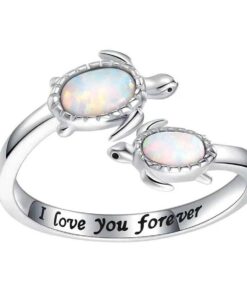 1pc Mother And Child Turtle Ring, Adjustable Sea Turtle Ring